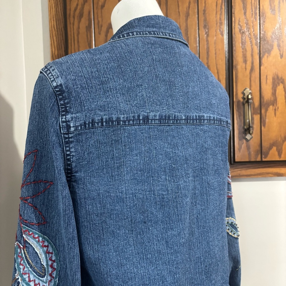Alfred Dunner Vintage Floral Embroidered Jean Jacket Size 8 Petite Colorful - Picture 8 of 13
